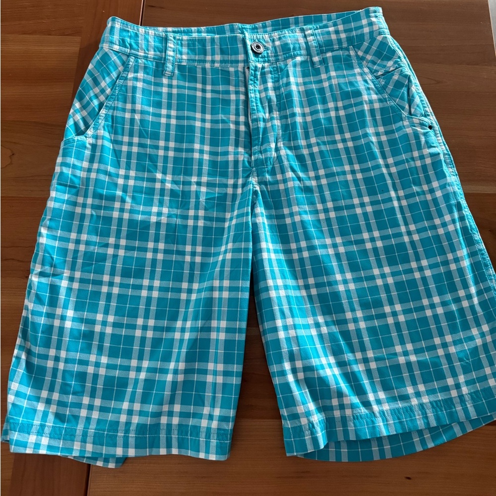 Lululemon Golf Shorts Size 30 Plaid Blue White Athleisure Casual 30 X 20